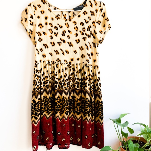 MINKPINK Dresses & Skirts - MINKPINK eclectic leopard mini dress scoop neck